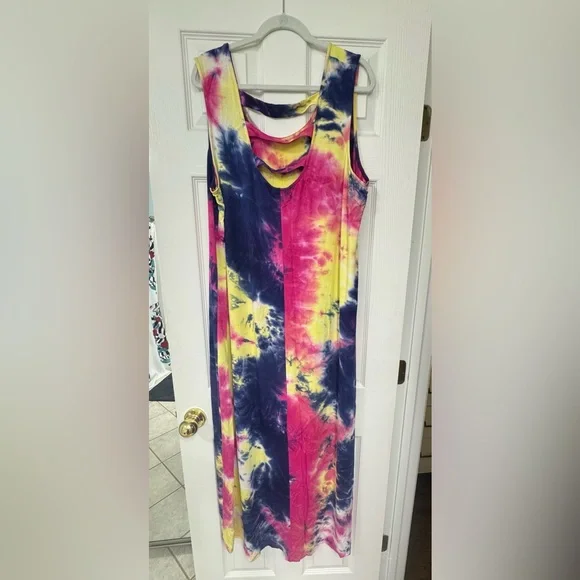 Nina Leonard Multicolor Tie-Dye Dress Size 2X - Picture 2 of 5